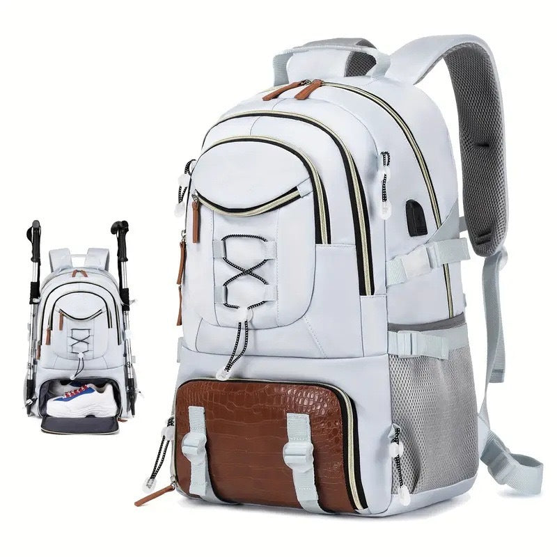 Unisex Solid Polyester Hiking Mountaineering Backpack