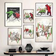 Bear Market Bull Market Rally Poster Decoration Canvas Painting Core