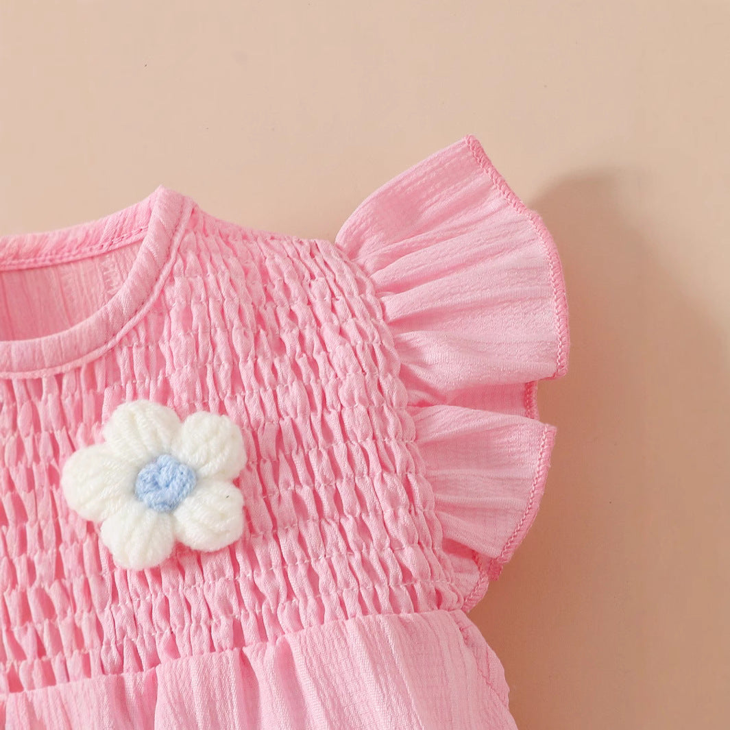 Western Style Thin Baby Girl Baby Bodysuit Small Flower Triangle Jumpsuit