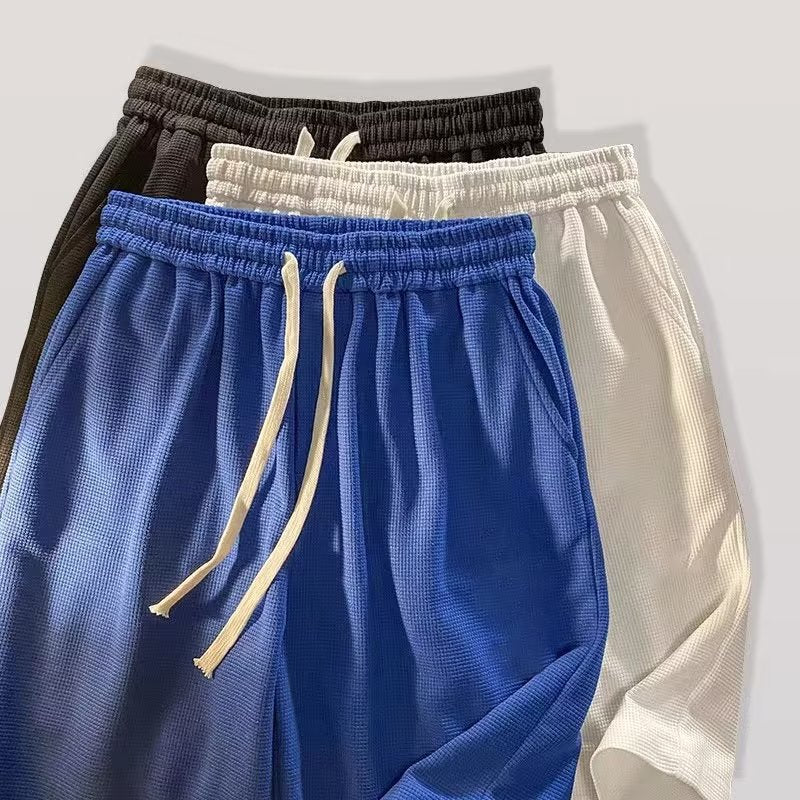 Waffle Men's Solid Color Simple Casual Pants