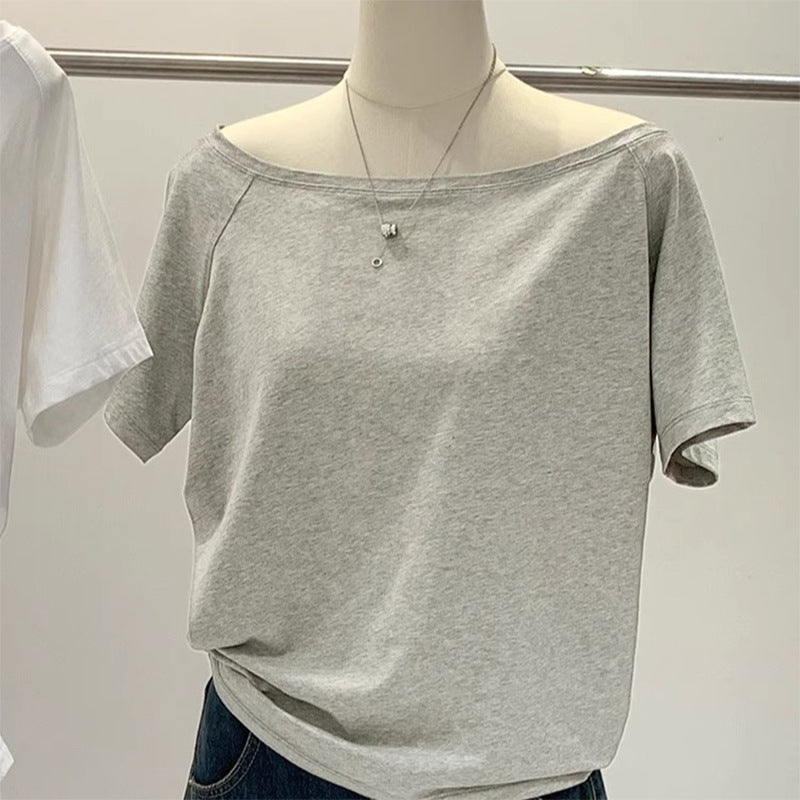 Hot Girl Style Off-neck Oblique Shoulder Tops Women