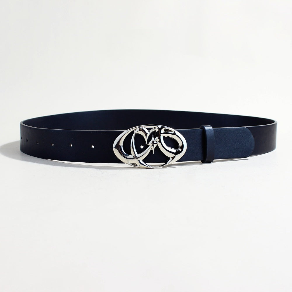 Casual Trendy Silver Buckle Belt