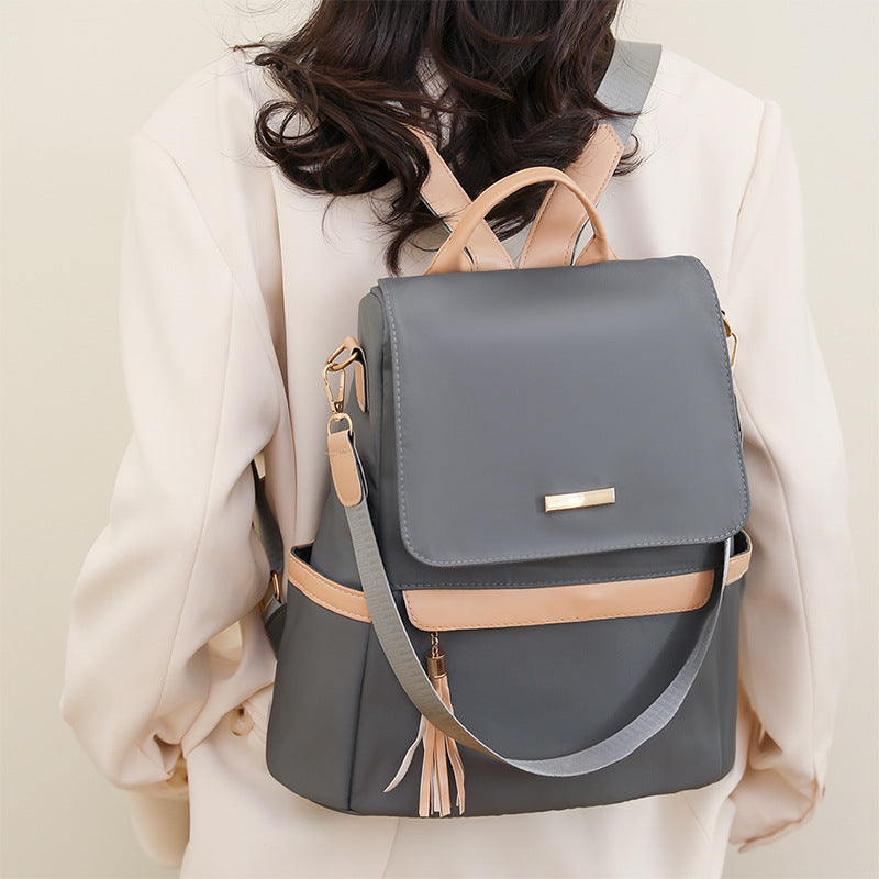 Womens Tassel Backpack Oxford Cloth Retro Travel Bag