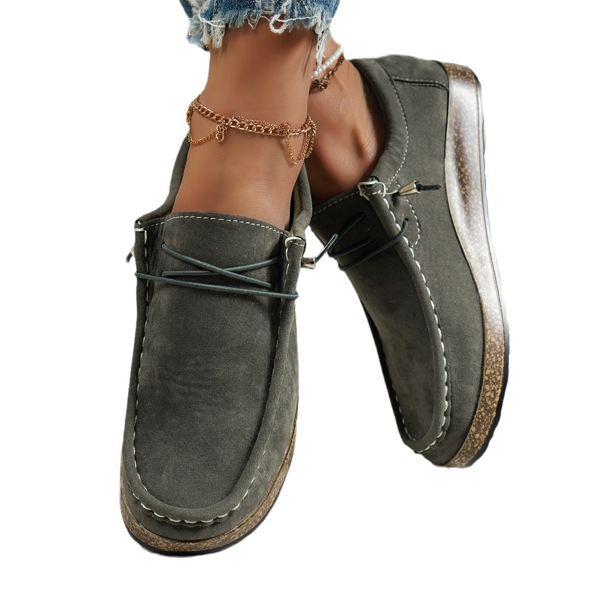 Plus Size Women's Shoes Flat Elastic Band Slip-on Casual Shoes