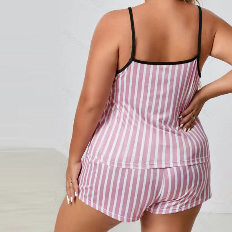 Women's Plus-sized Fat Camisole Printed Pajamas Suit
