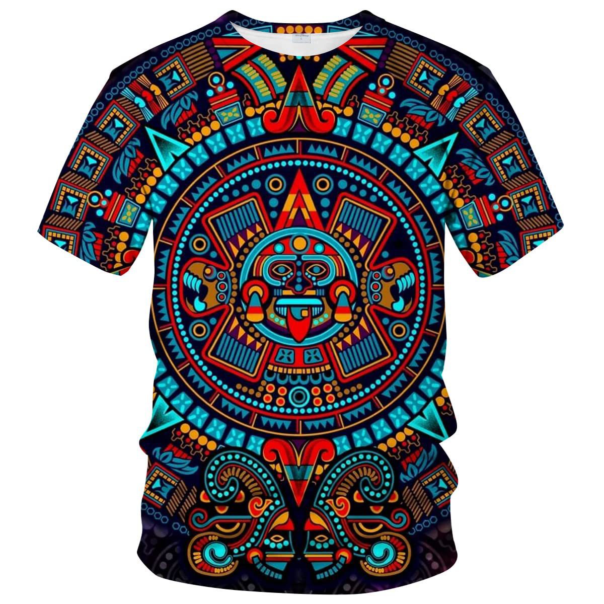 Men's Mexican Maya Realistic Pattern Short Sleeve