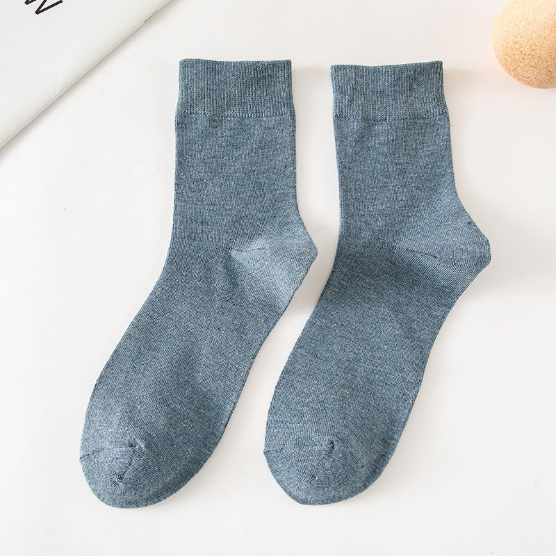 Solid Color Tube Socks for Autumn and Winter