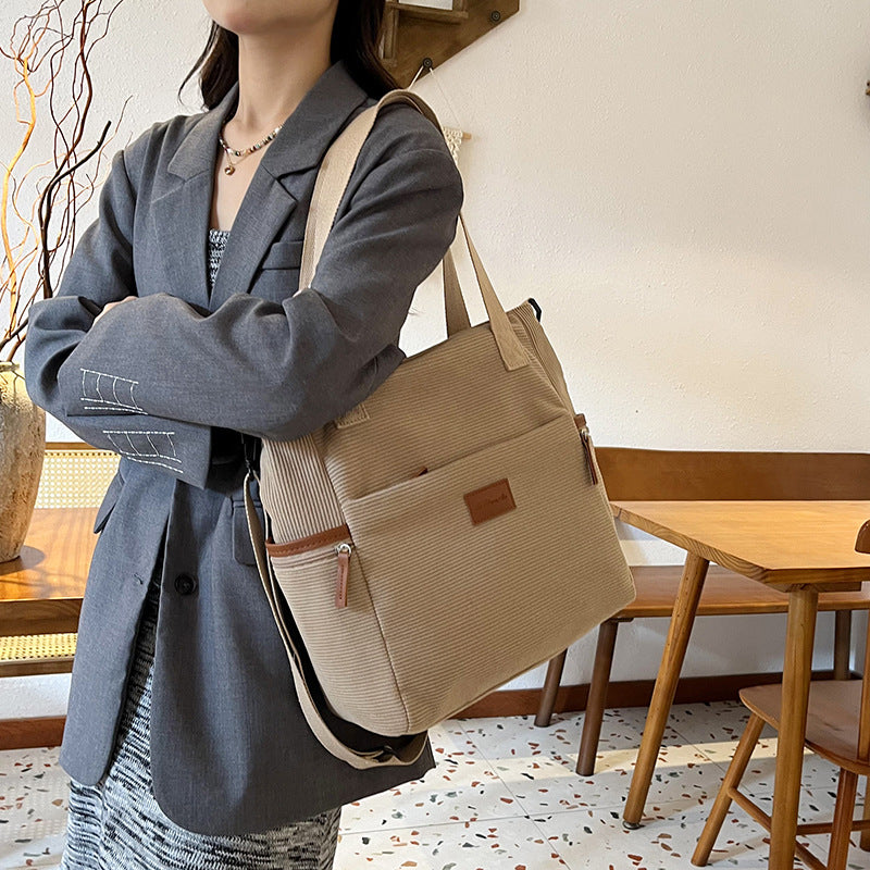 Women's Corduroy Tote Bag Casual Large Capacity Handbag