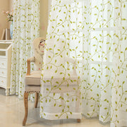Embroidered Green Leaf Mesh Curtains