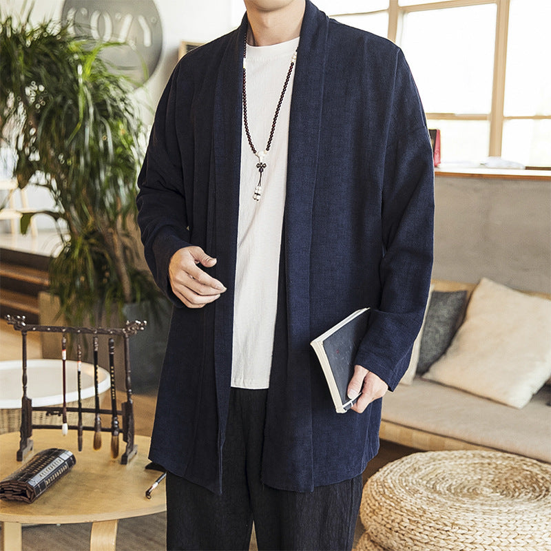 Fashion Casual Cotton Linen Robe Chinese Style Retro