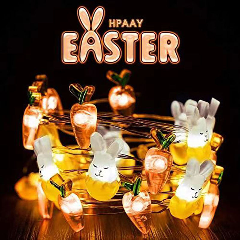 Carrot Rabbit Shape Easter Day Decorative String Lights