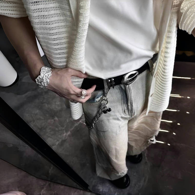 Retro Silver Bullet Buckle Denim Belt