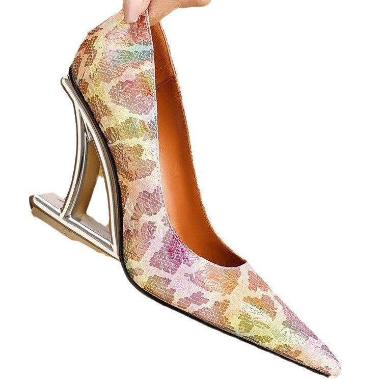 Women's Pointed Toe Thin Heel Pumps Plus Size PU Leather