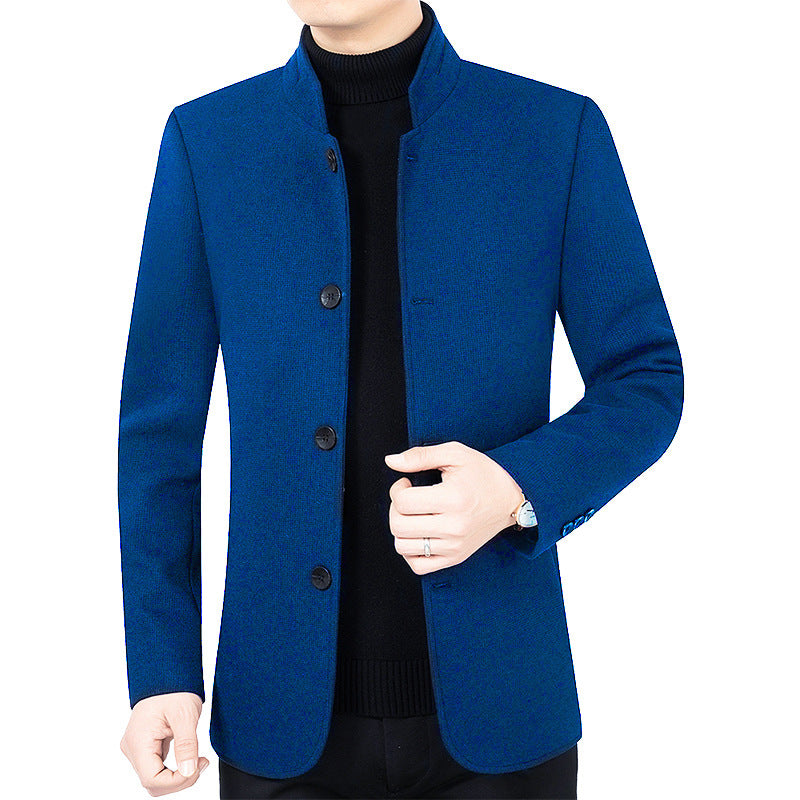 Unisex Stand Collar Solid Chemical Fiber Blend Jacket