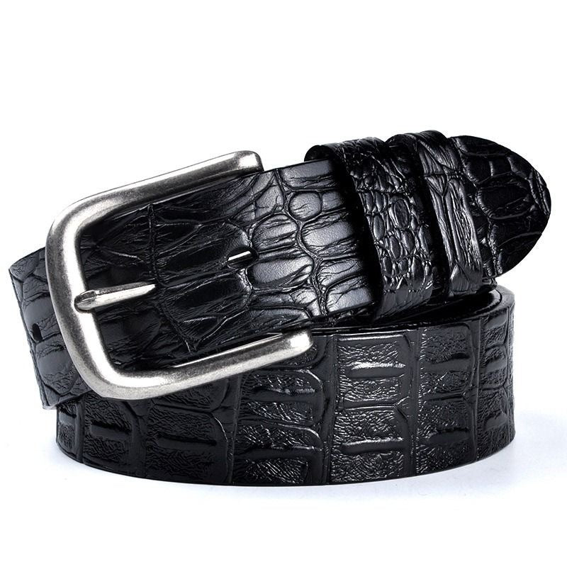 Men's Genuine Leather Crocodile Pattern Pin Buckle Belt