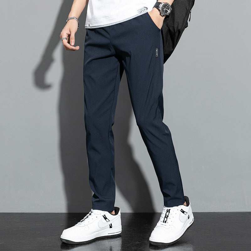 Men’s Summer Ice Silk Loose Straight Casual Pants – Breathable Thin Trousers