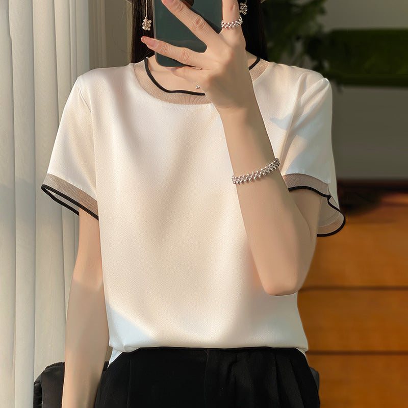 Satin Silk Short-sleeved T-shirt For Women