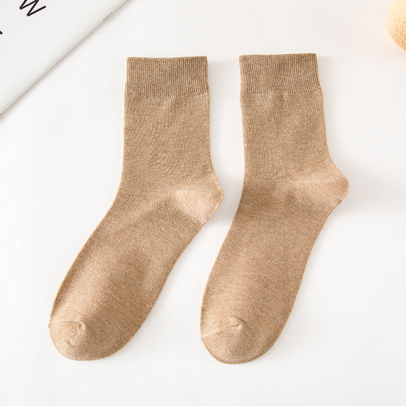 Solid Color Tube Socks for Autumn and Winter