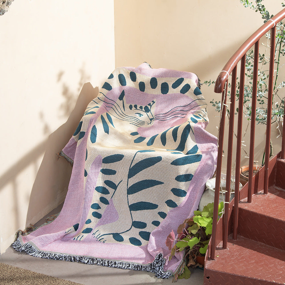 Cat Camping Rugs Chenille Sofa Cover