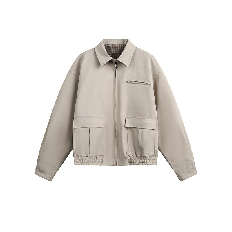 Unisex Loose Polyester Overalls Solid Color Large Pocket