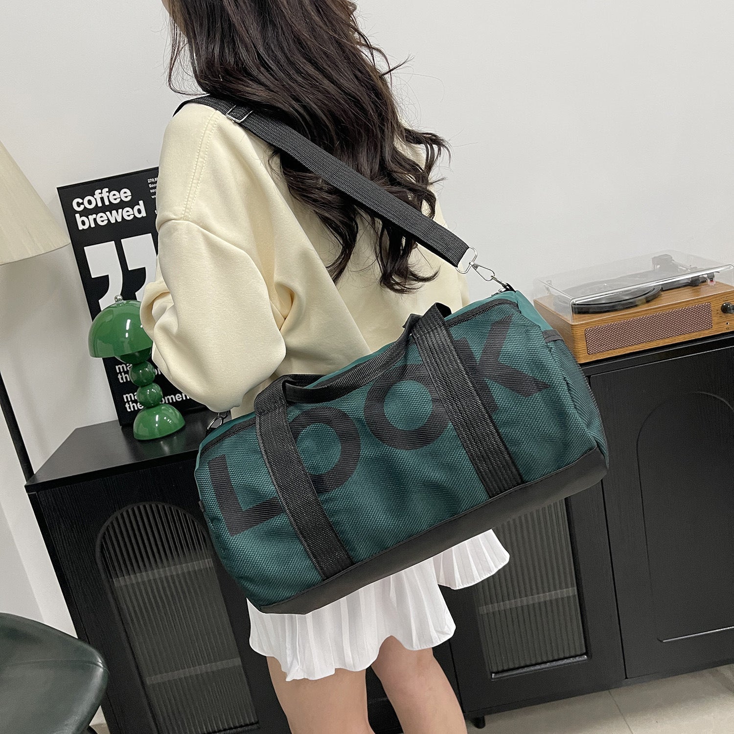 Unisex Nylon Sports Travel Tote Solid Color Bag Dry Wet