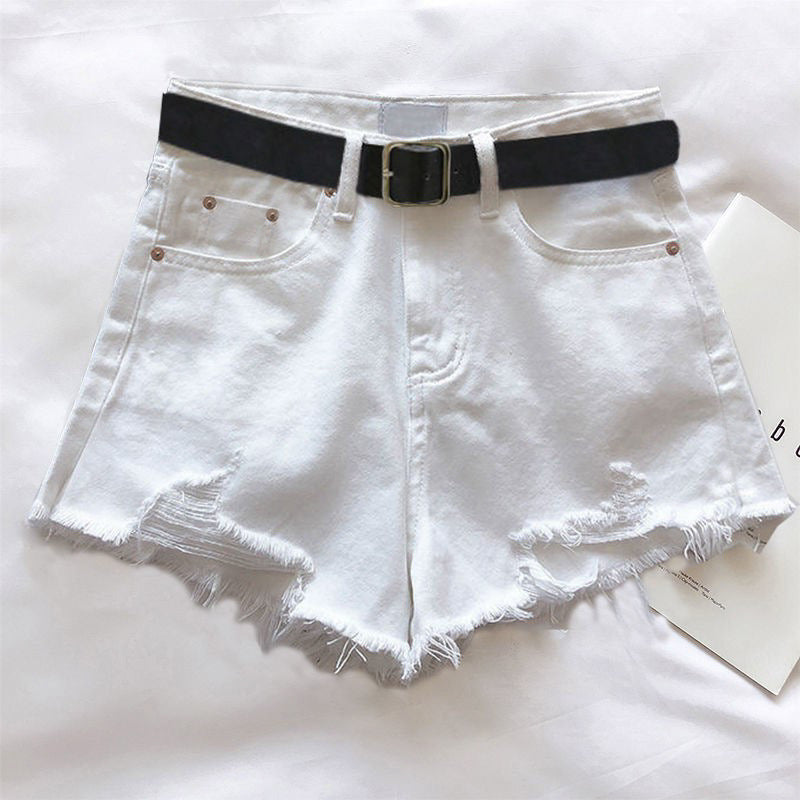 Women’s Ripped Denim Shorts – Casual Fashion, Mid-Rise, Summer Street Style