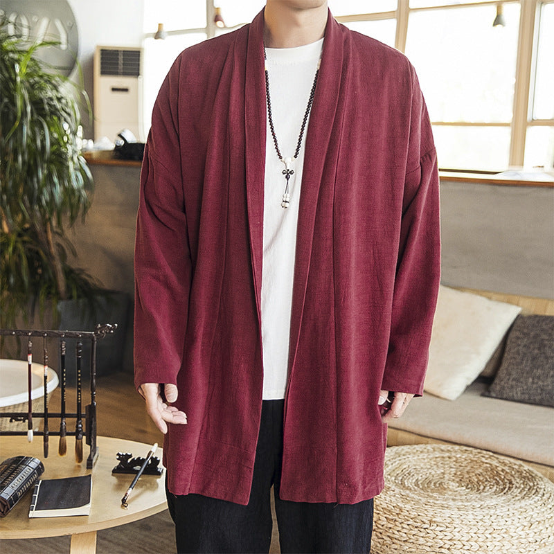 Fashion Casual Cotton Linen Robe Chinese Style Retro