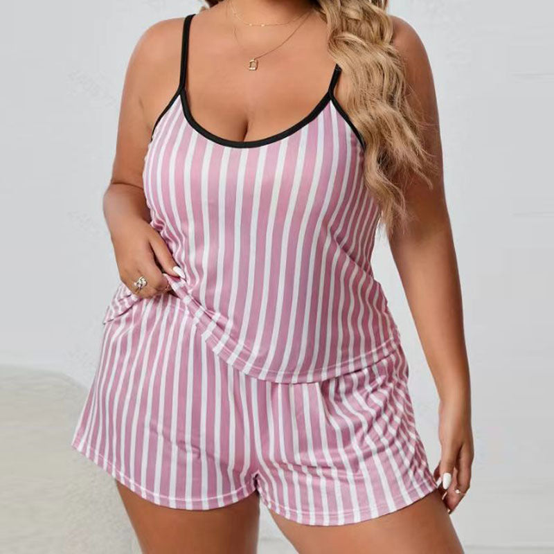 Women's Plus-sized Fat Camisole Printed Pajamas Suit