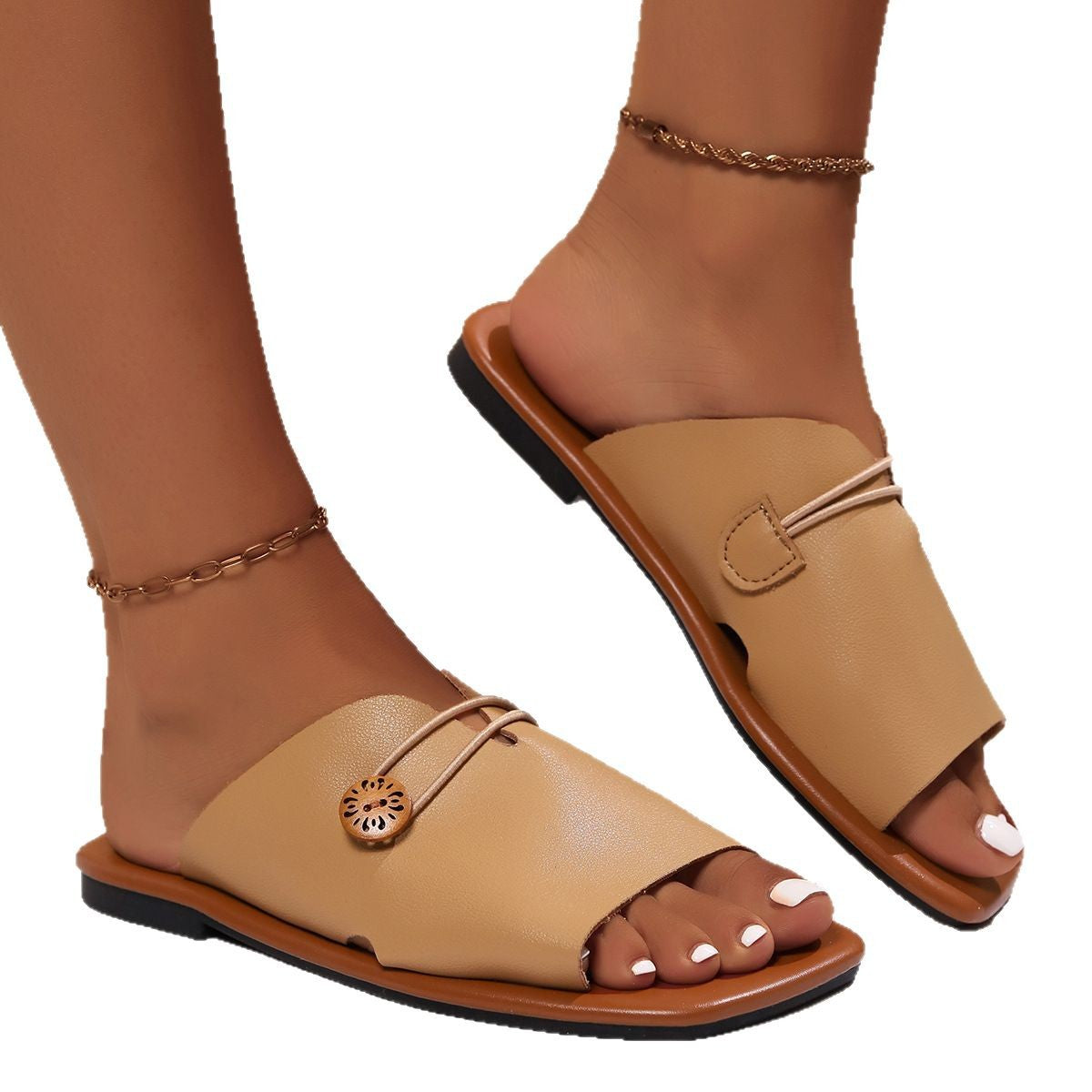 Women's Retro Flat PU Sandals Everyday Casual Summer Slides