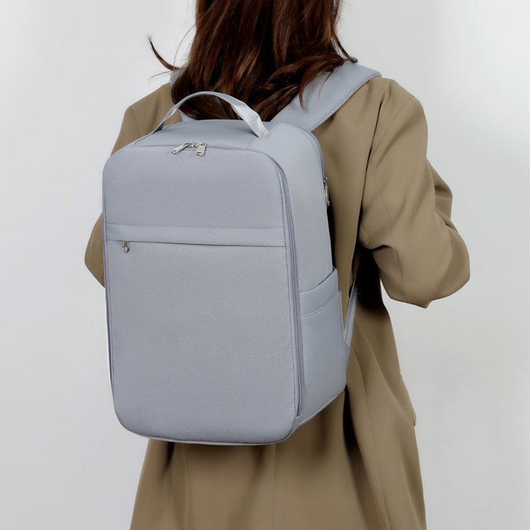 Unisex Structured Oxford Cloth Backpack Solid Color Capacity