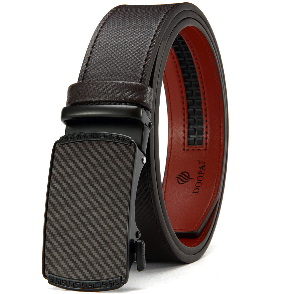 Men's Leather Belt with Alloy Automatic Buckle