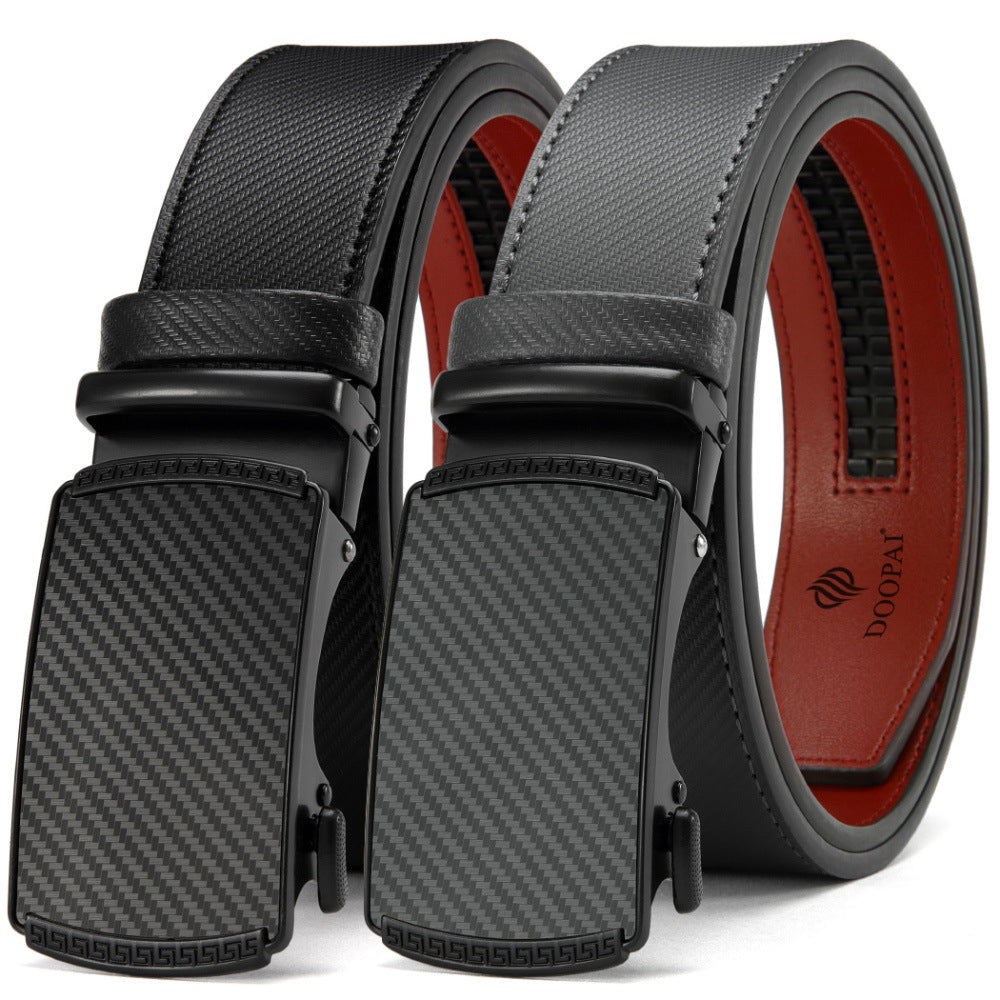 Men's Leather Belt with Alloy Automatic Buckle