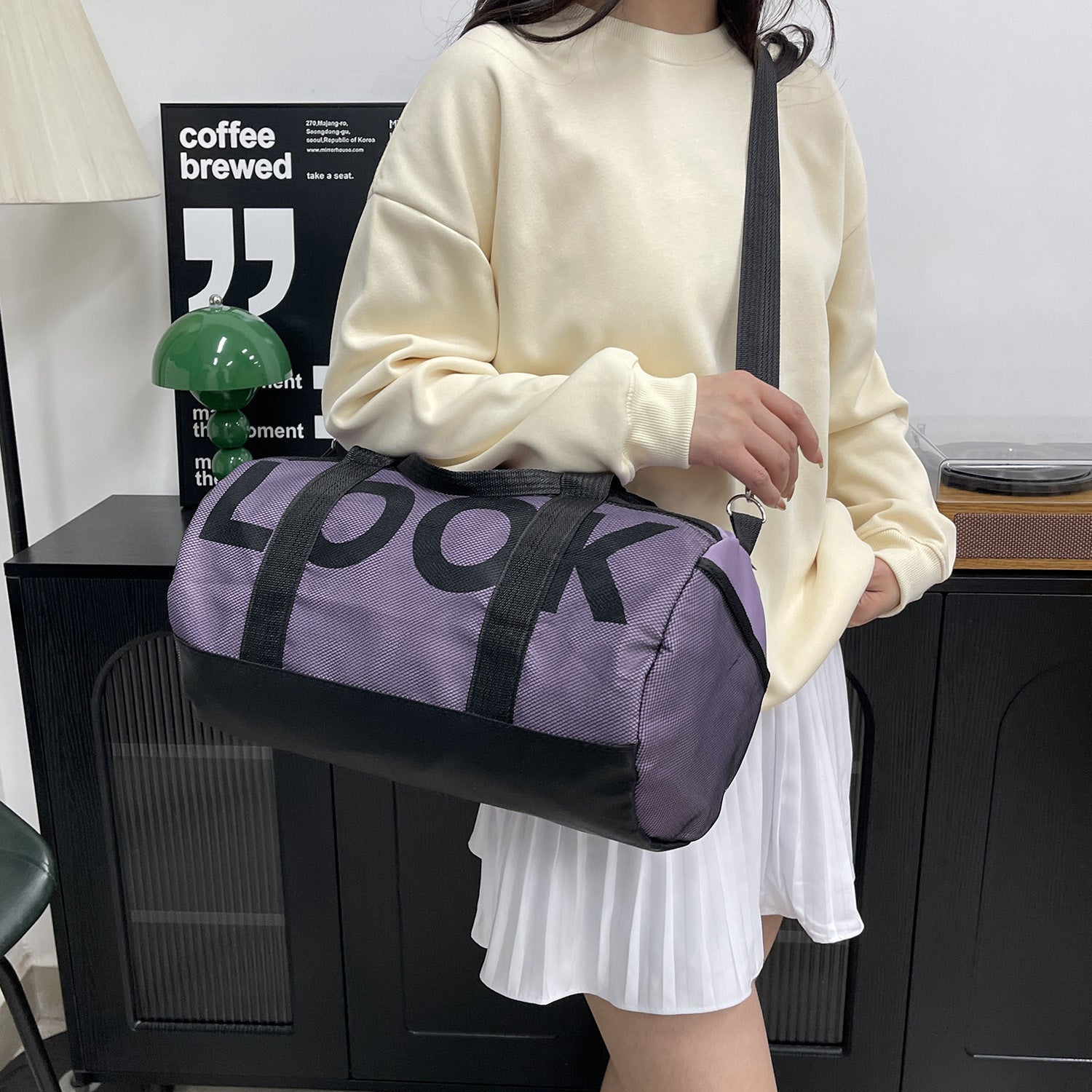 Unisex Nylon Sports Travel Tote Solid Color Bag Dry Wet