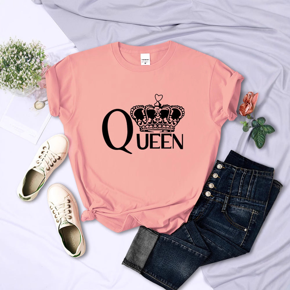 Womens Cotton Tee Regular Fit Big Crown Print