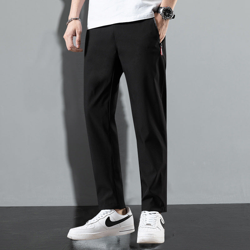 Men’s Summer Ice Silk Loose Straight Casual Pants – Breathable Thin Trousers