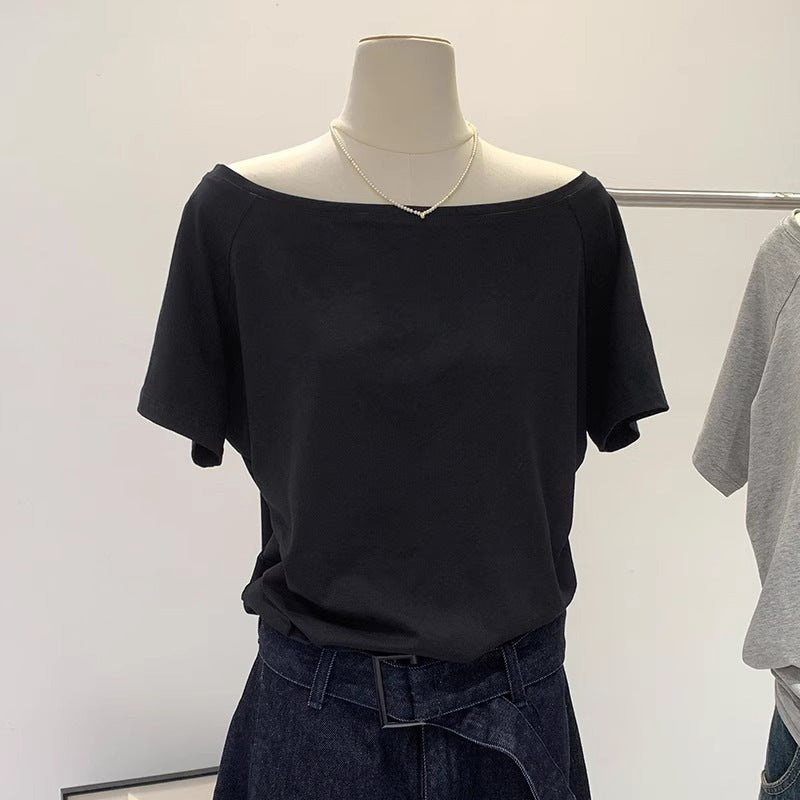 Hot Girl Style Off-neck Oblique Shoulder Tops Women