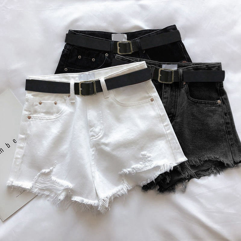 Women’s Ripped Denim Shorts – Casual Fashion, Mid-Rise, Summer Street Style