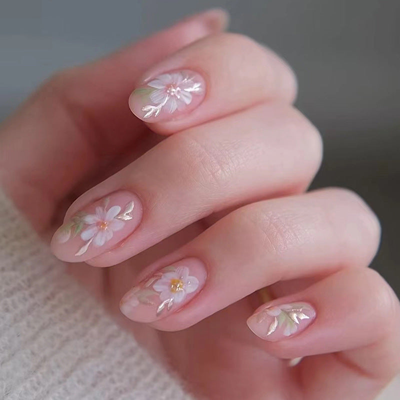 Nail Wear Nail Flower Nail Patch Short Almond
