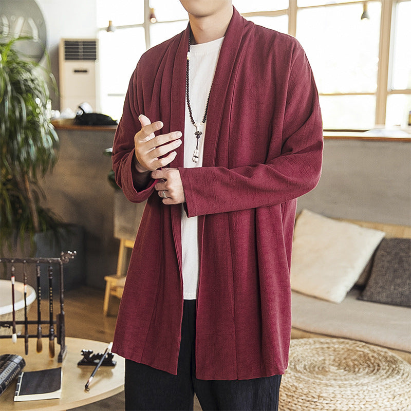 Fashion Casual Cotton Linen Robe Chinese Style Retro