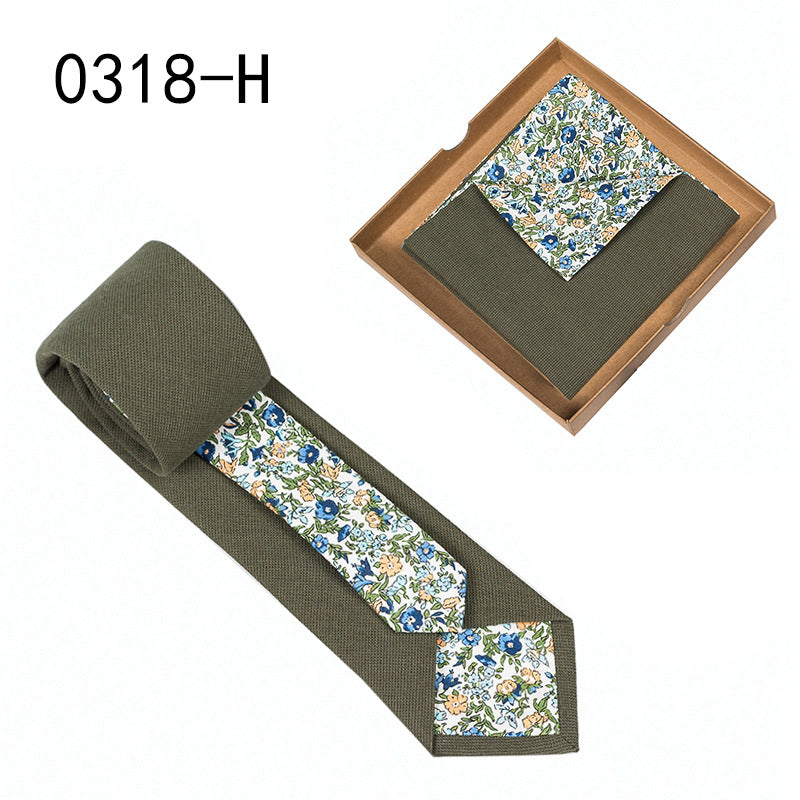 Men's Cotton Floral Tie & Pocket Square Set