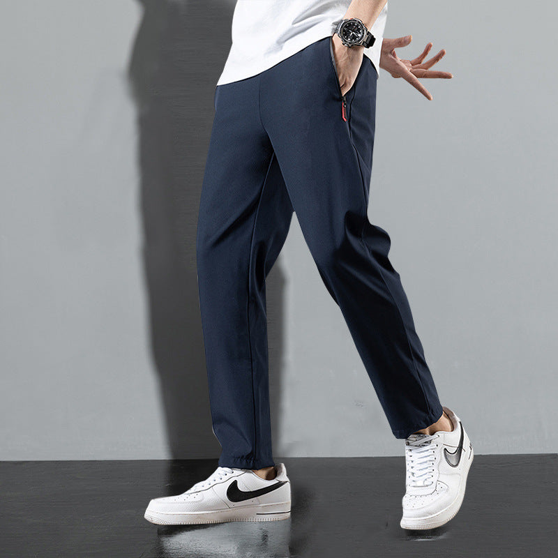 Men’s Summer Ice Silk Loose Straight Casual Pants – Breathable Thin Trousers