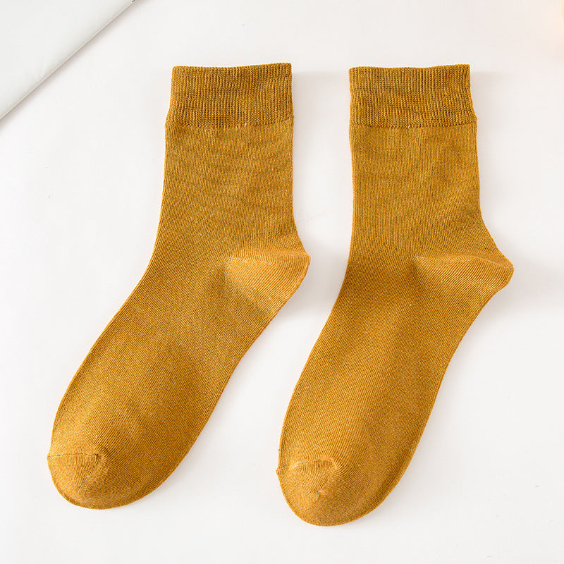 Solid Color Tube Socks for Autumn and Winter