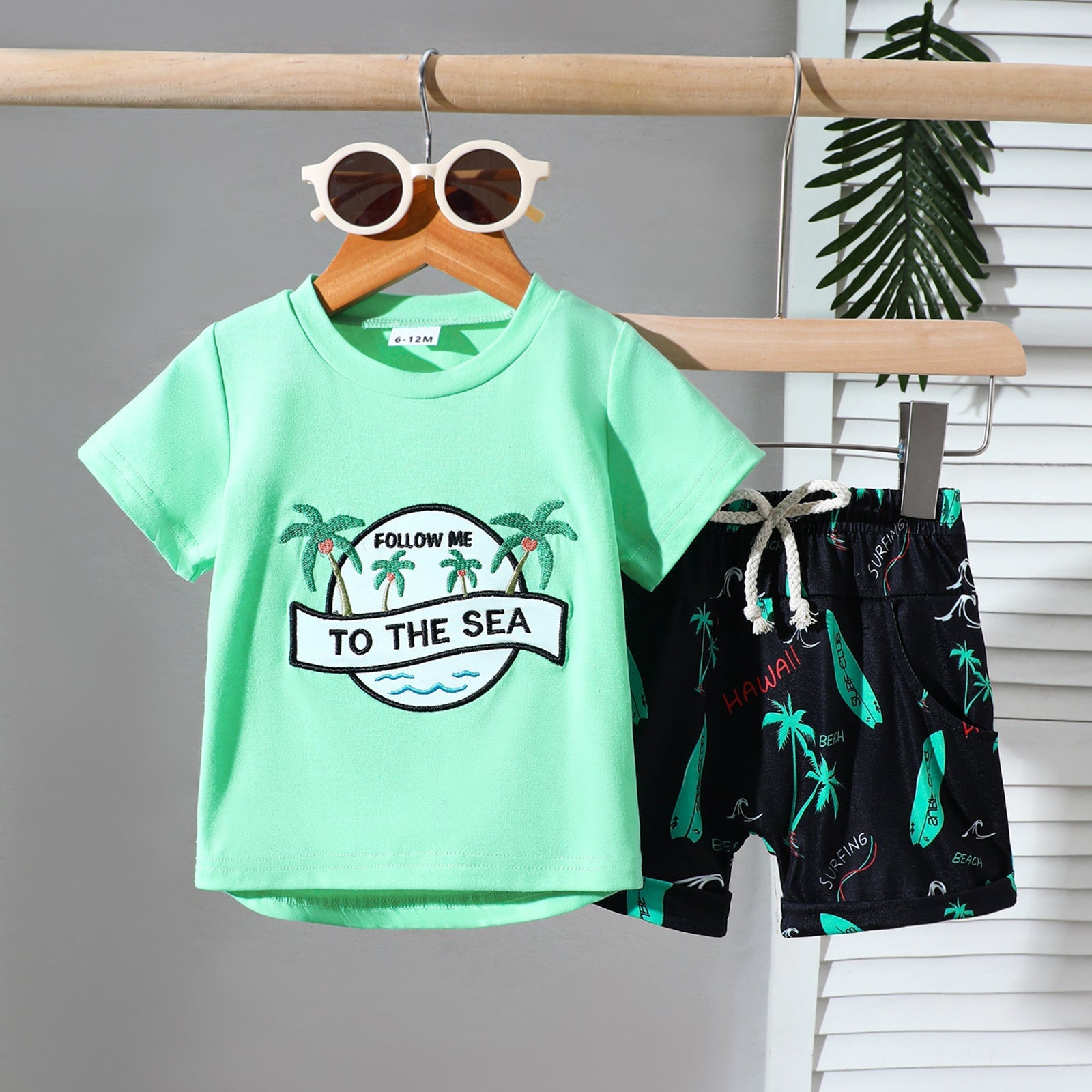 Cotton Beach Style T Shirt and Shorts Set Kids Regular Fit