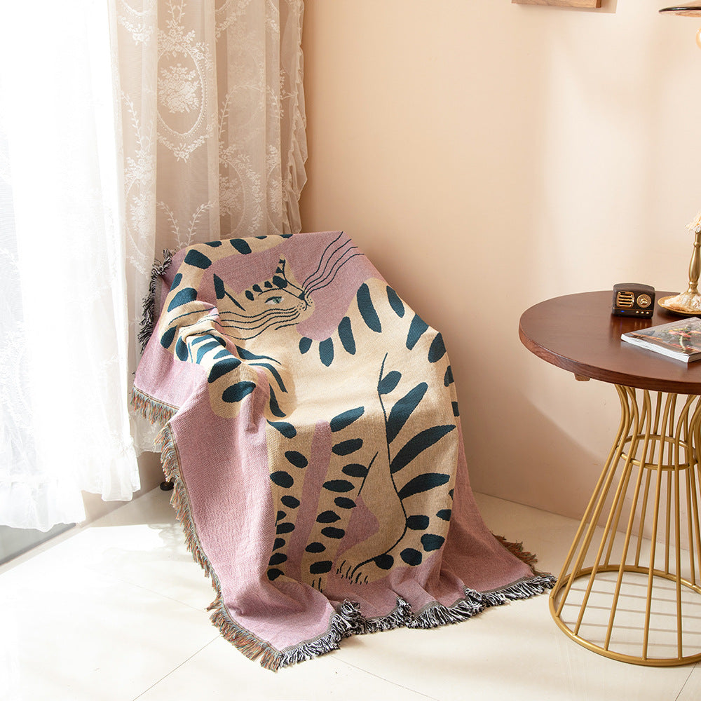 Cat Camping Rugs Chenille Sofa Cover