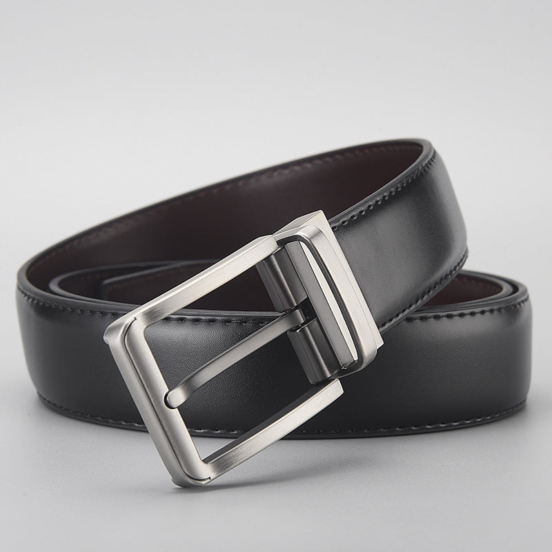Men's Leather Business Rotation Pin Buckle Belt