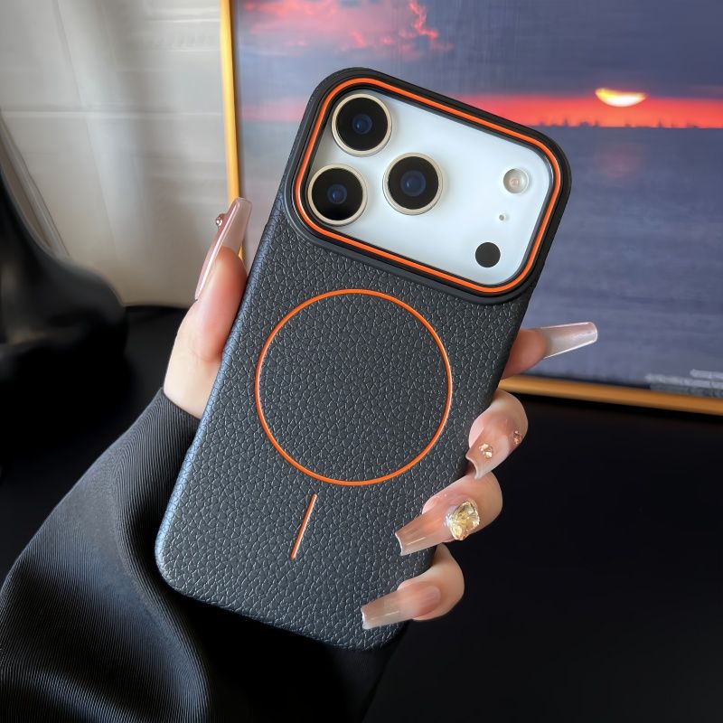 Magnetic Ring Litchi Pattern Phone Case for 17 Series