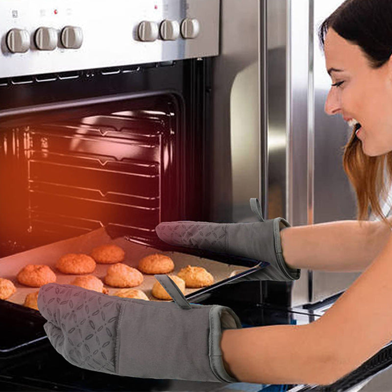 Silicone Polyester Heat Resistant Anti Slip Kitchen Gloves