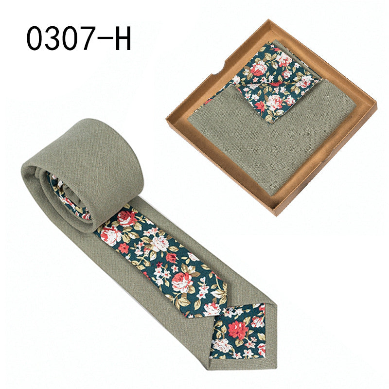Men's Cotton Floral Tie & Pocket Square Set