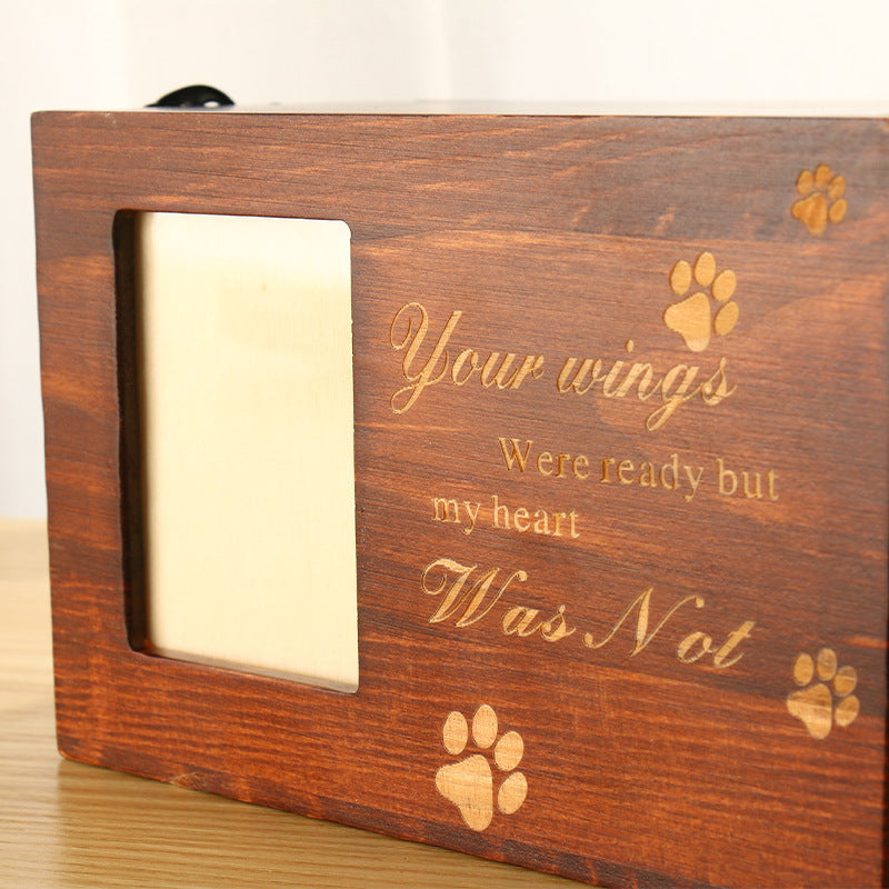 Animal Pet Leash Photo Frame Dogs And Cats Coffin Funeral Products Solid Wood Cinerary Casket