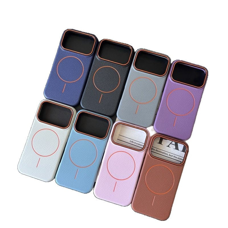 Magnetic Ring Litchi Pattern Phone Case for 17 Series